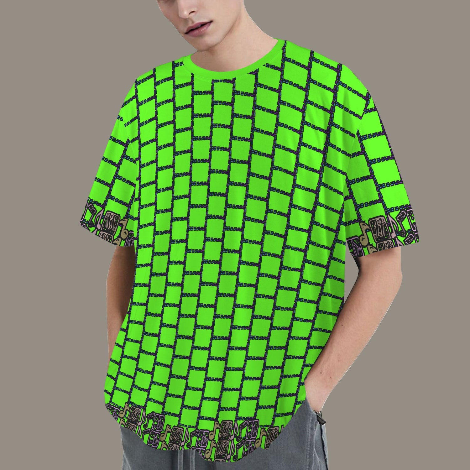 Hidden Name T-shirt Green Notes