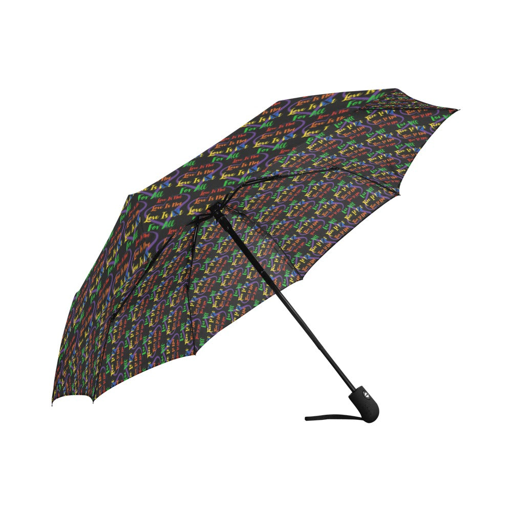 LINFA Little Hearts Automatic Foldable Umbrella Black