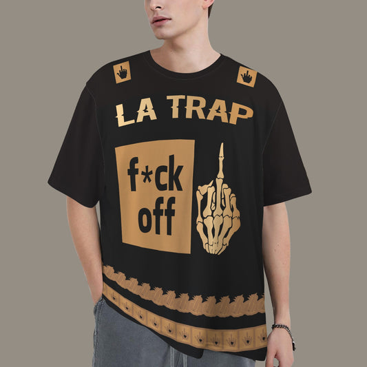 FUCK OFF LA TRAP DISTRESSED T-SHIRT BLACK BROWN