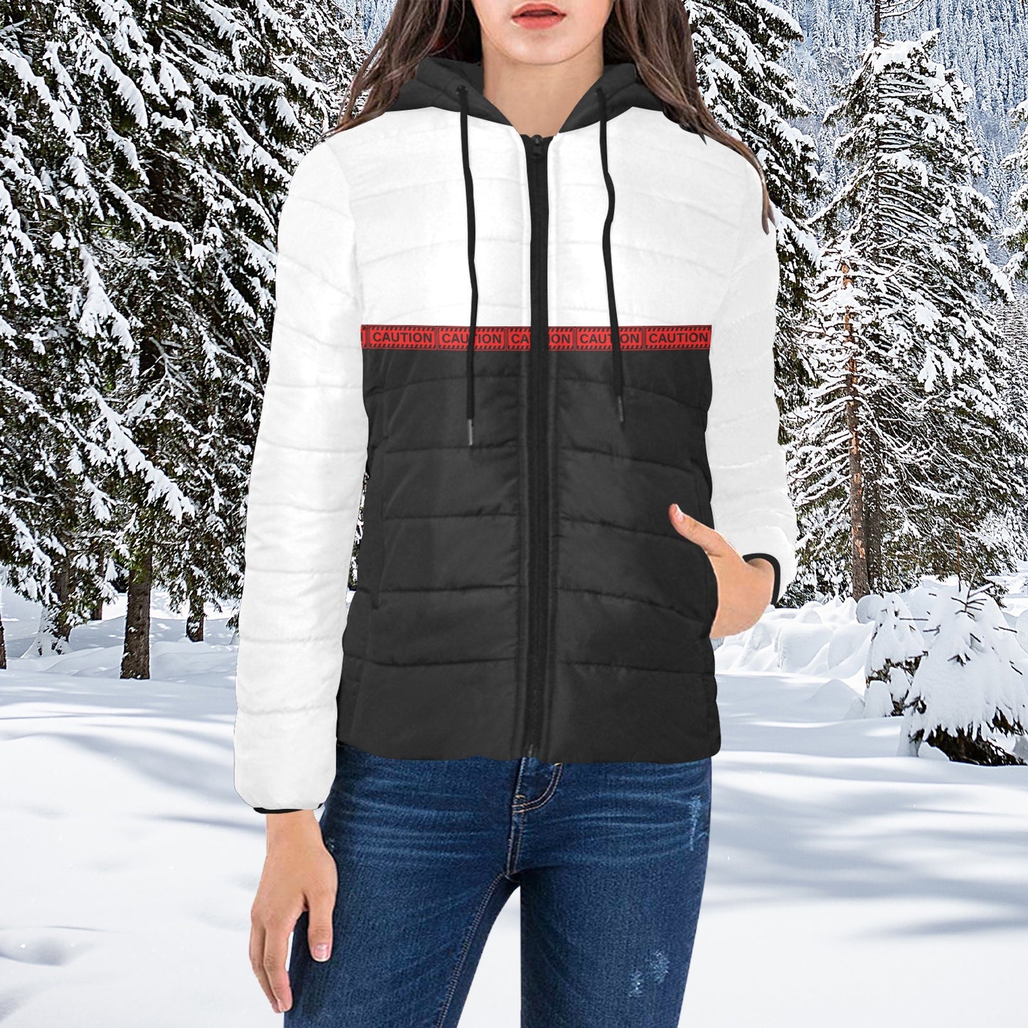 Caution Design 3 Padded Jacket - B/W Eyes