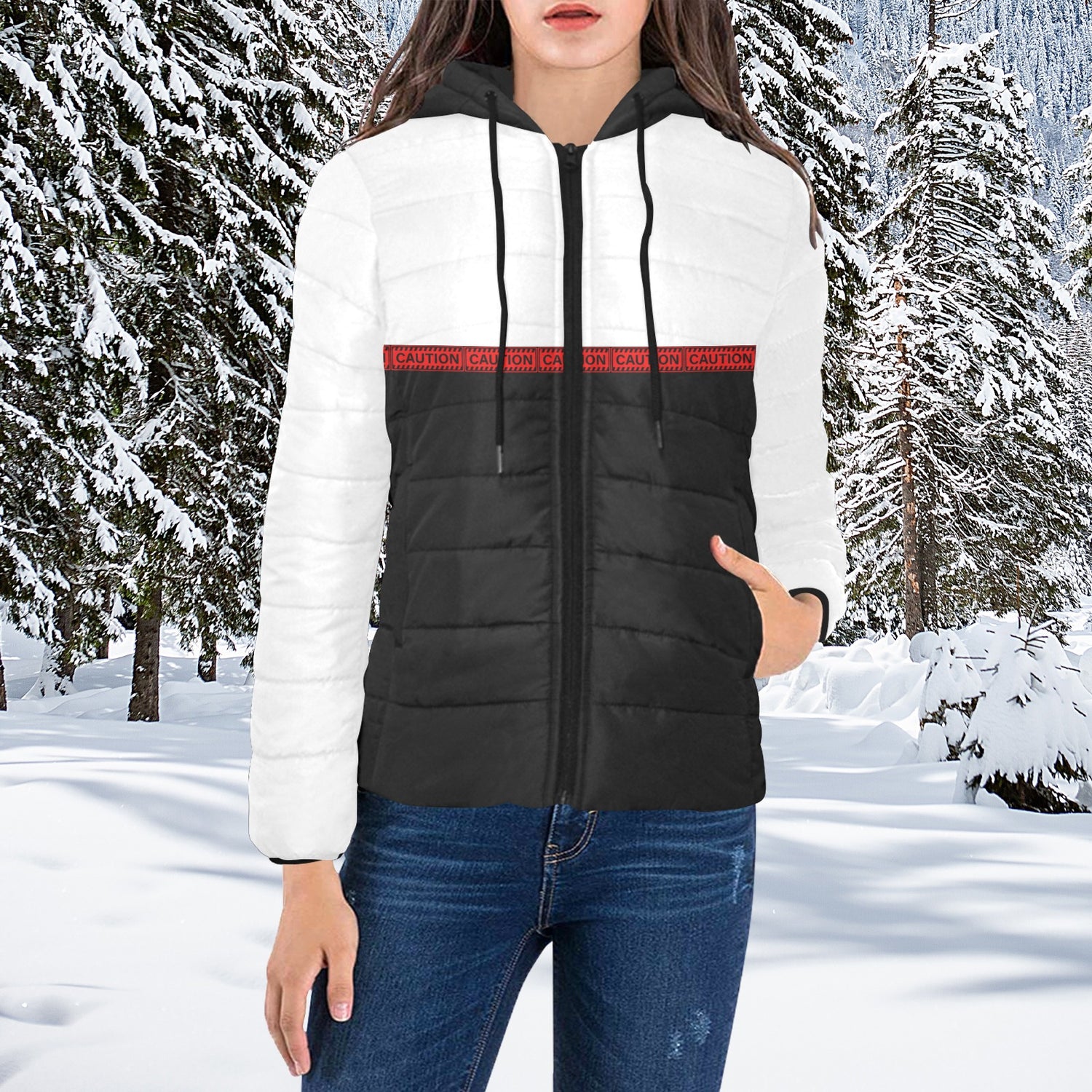 Caution Design 3 Padded Jacket - B/W Eyes