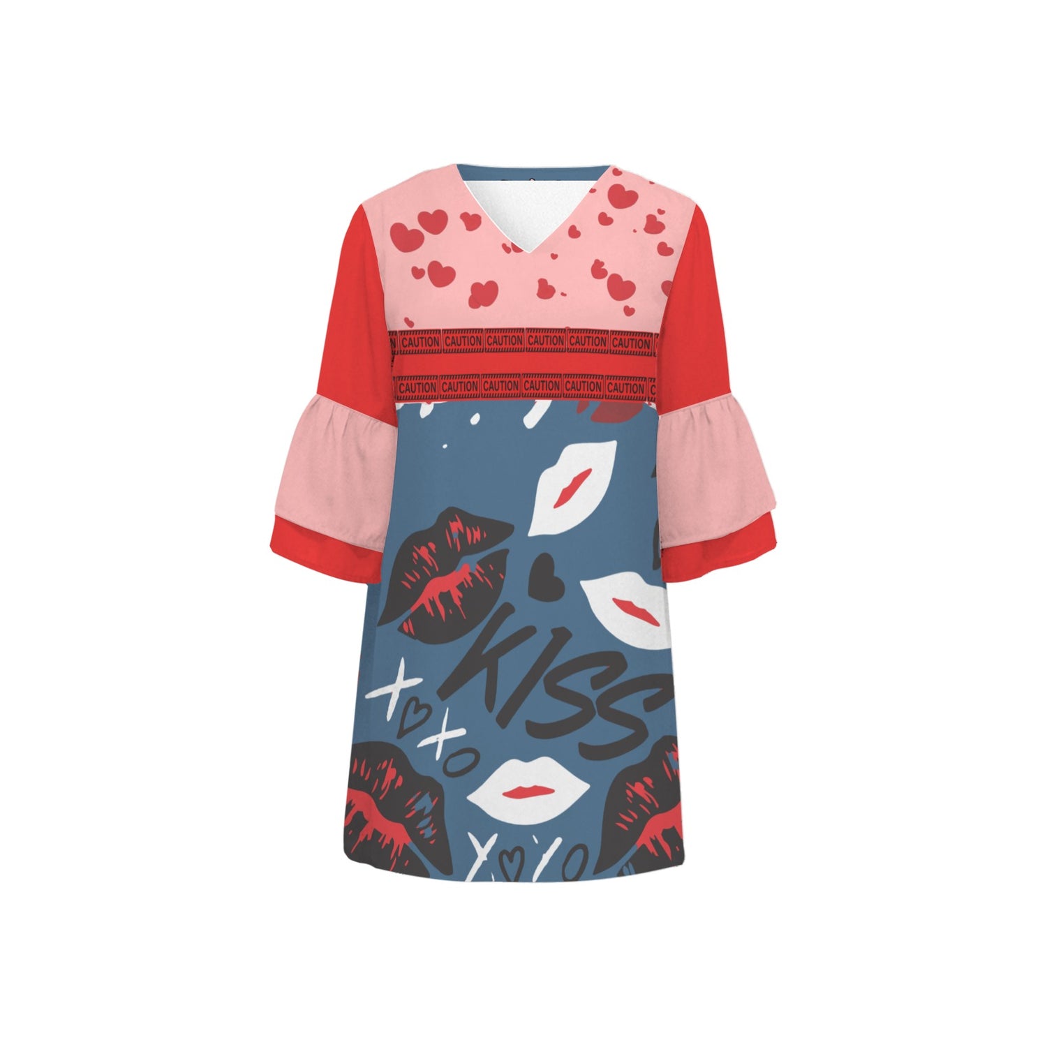 Caution V Neck Kiss Dress