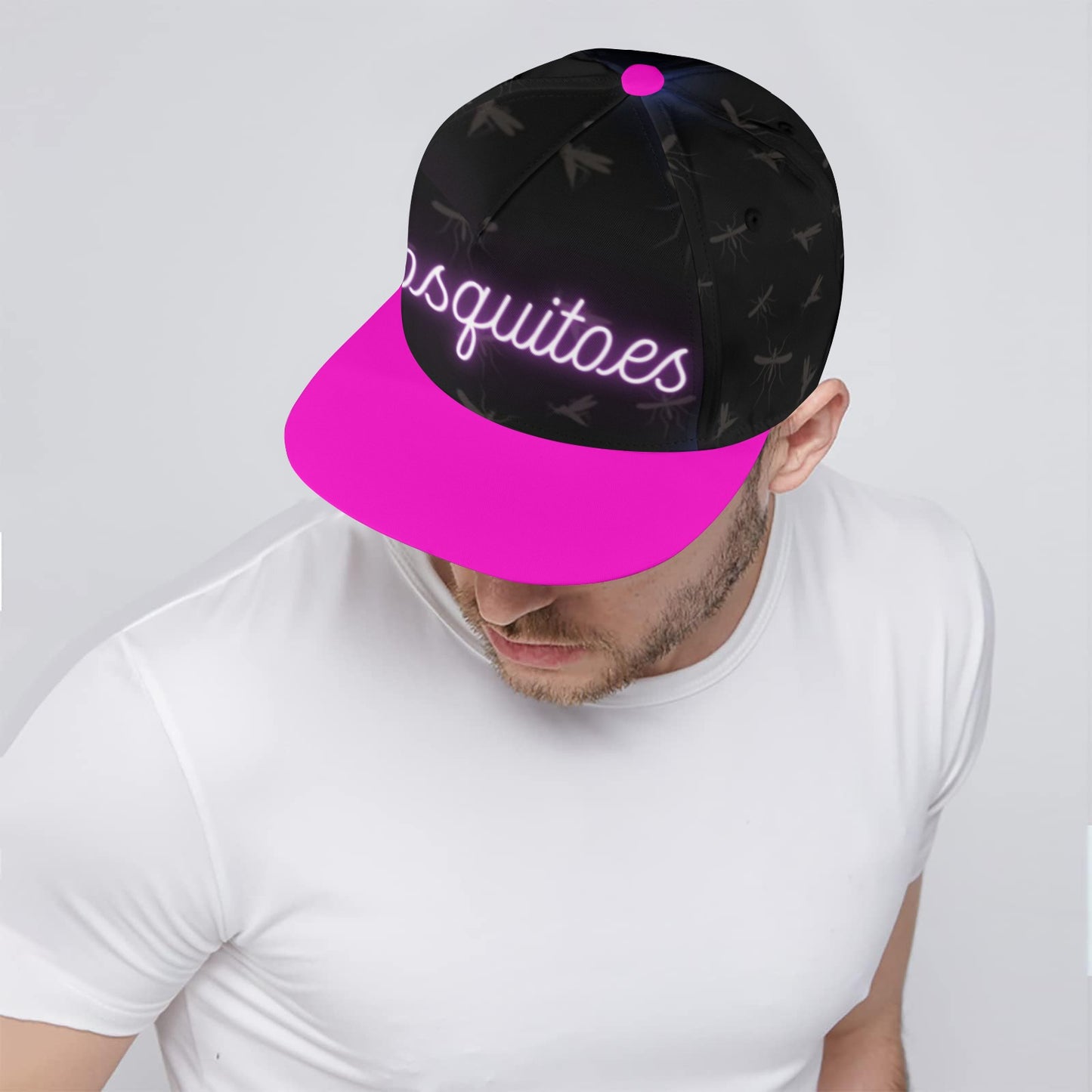 Mosquitoes Black Pink /Pink Button Snapback Hat