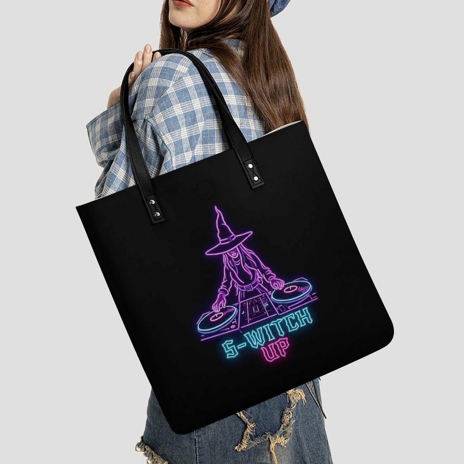 S-WITCH UP FLAT PU LEATHER TOTE