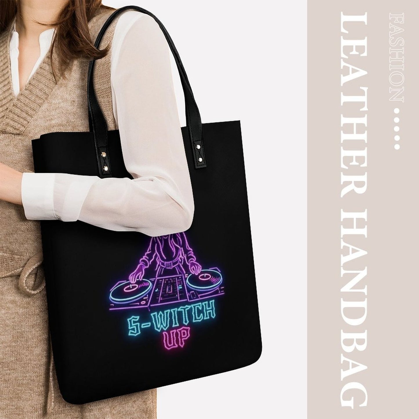 S-WITCH UP FLAT PU LEATHER TOTE
