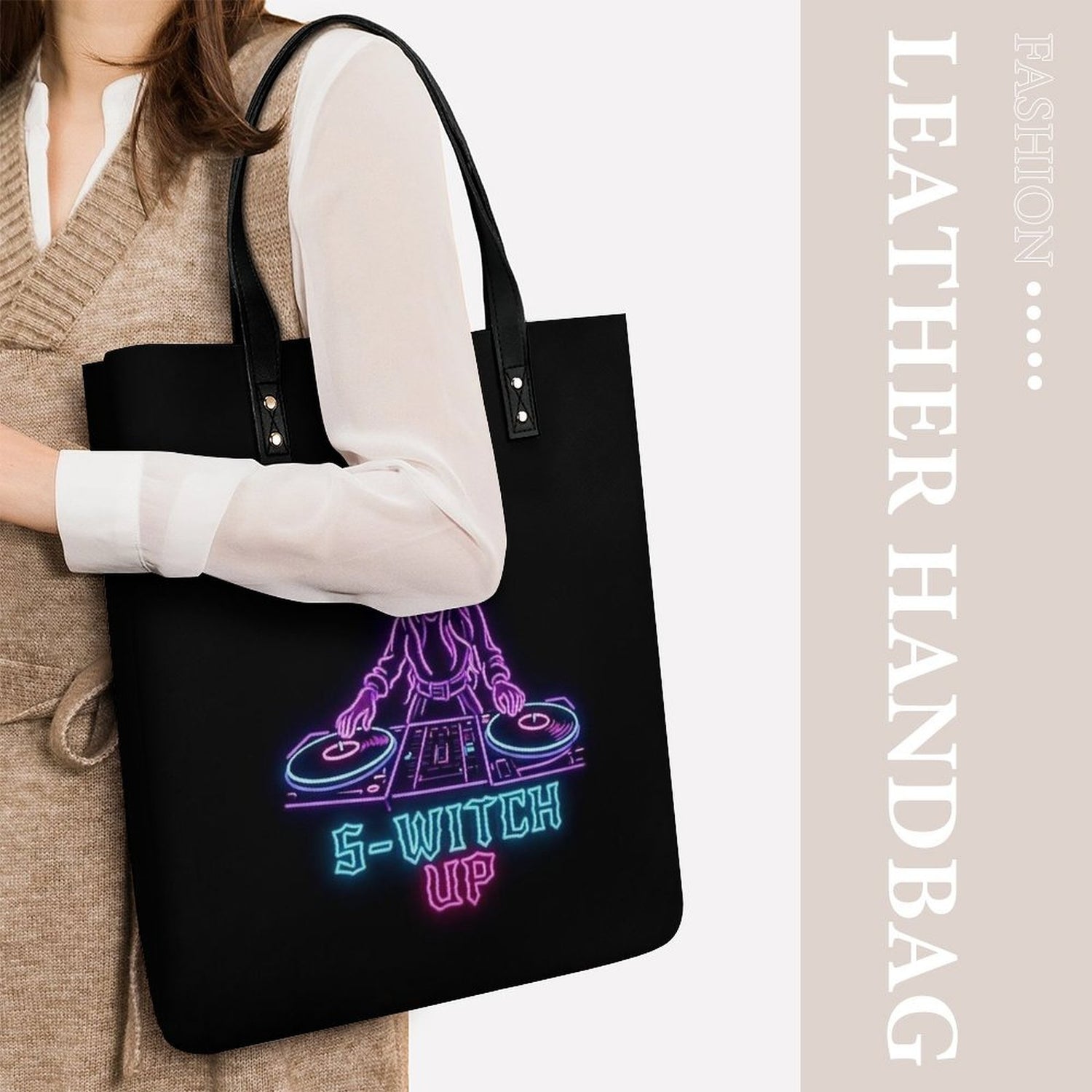 S-WITCH UP FLAT PU LEATHER TOTE