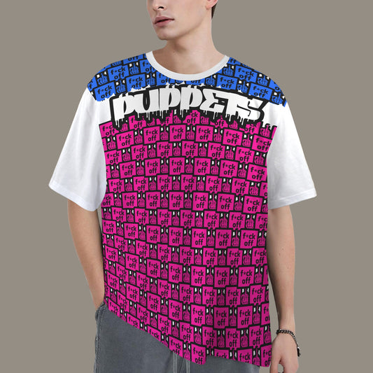 FUCK OFF PUPPETS PINK BLUE WHITE T-SHIRT V2