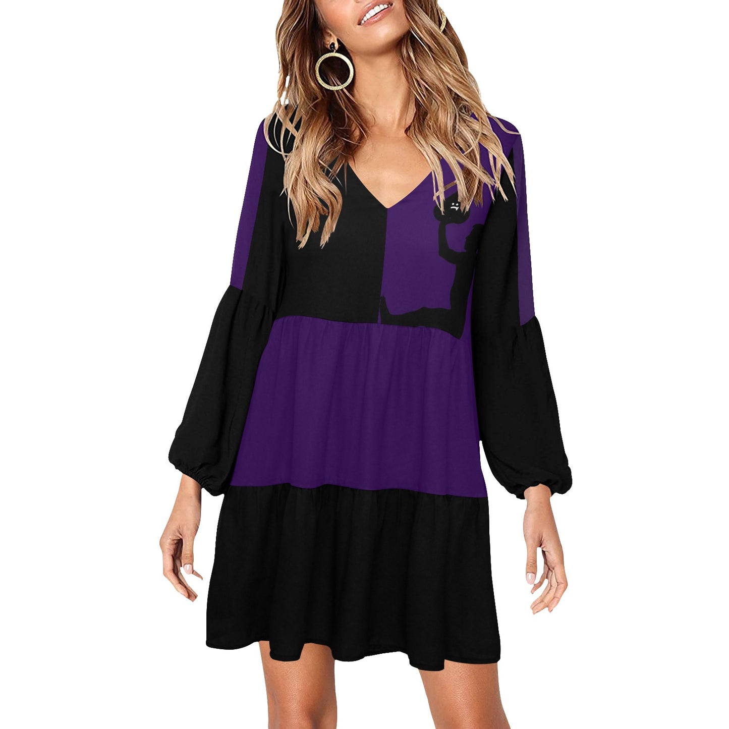 Caution Boho Dress Violet Black Caution Back