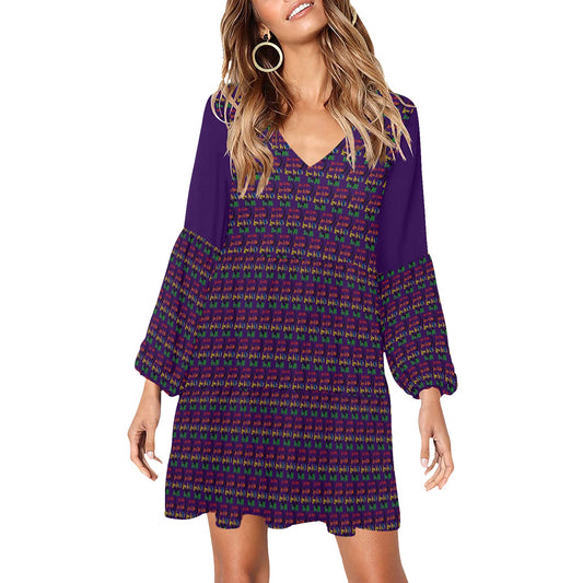 LINFA Boho Dress Little Hearts Purple