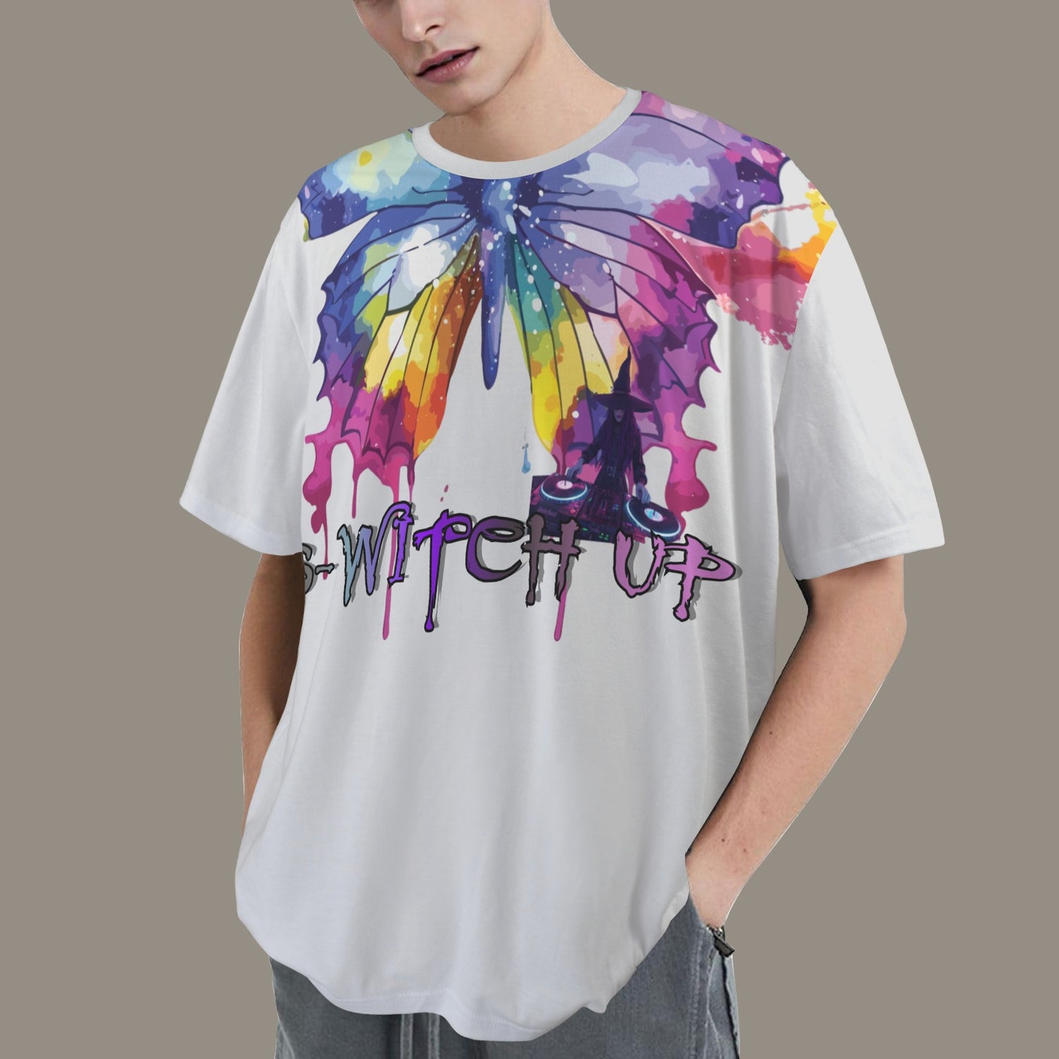 S-WITCH UP WAVE BUTTERFLY T-SHIRT LIGHT GREY