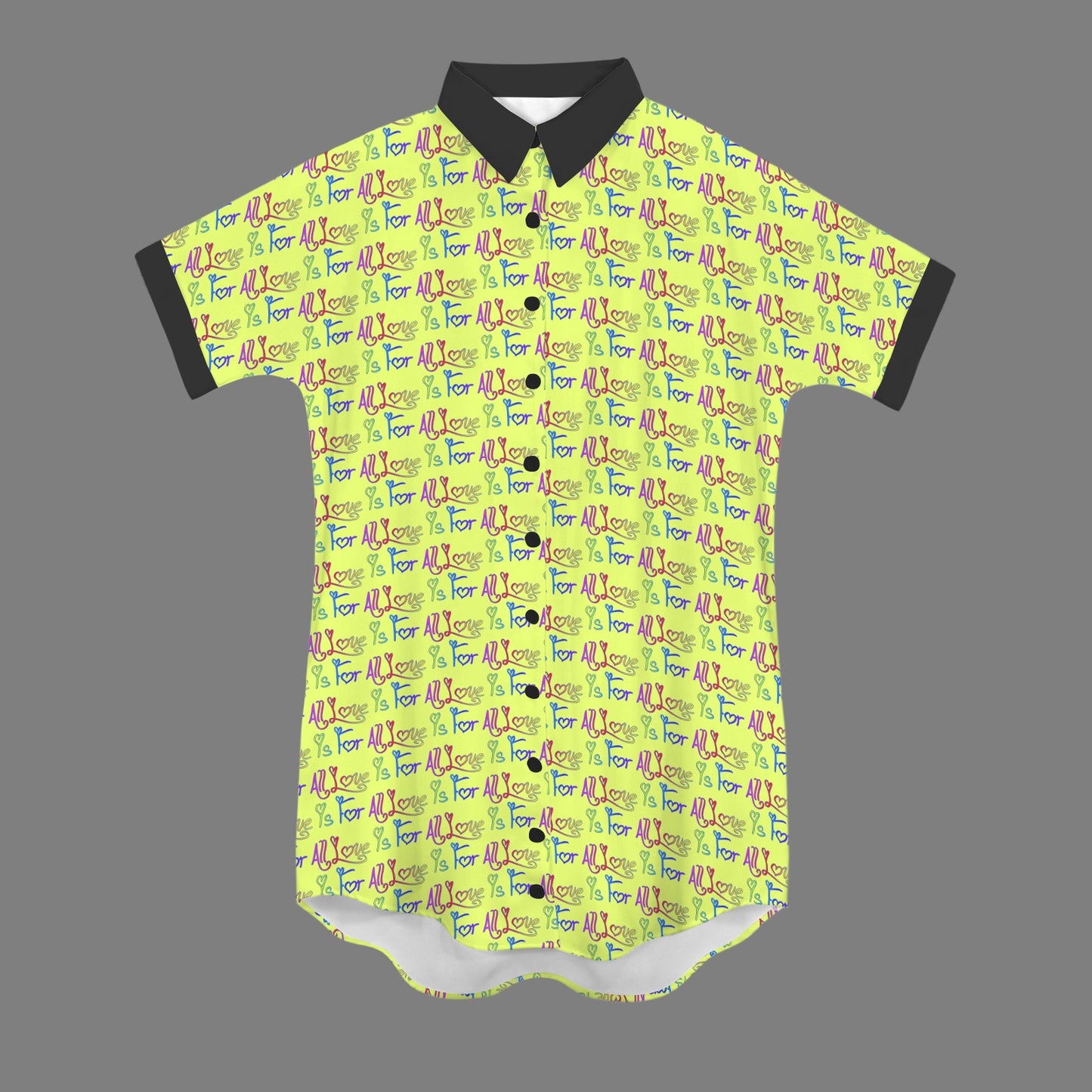Love Is For All T Shirt Dress Short Sleeve Lime