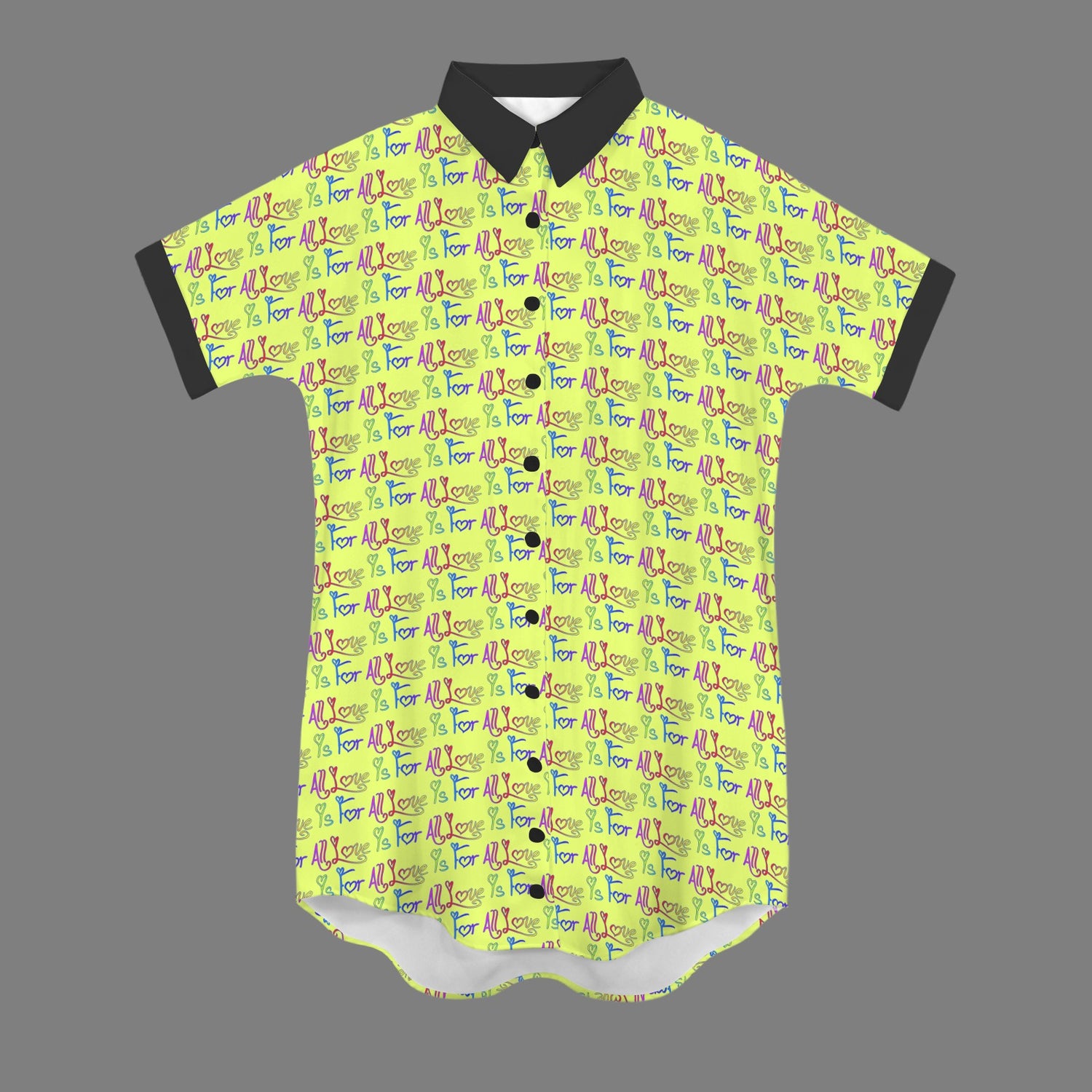 Love Is For All T Shirt Dress Short Sleeve Lime