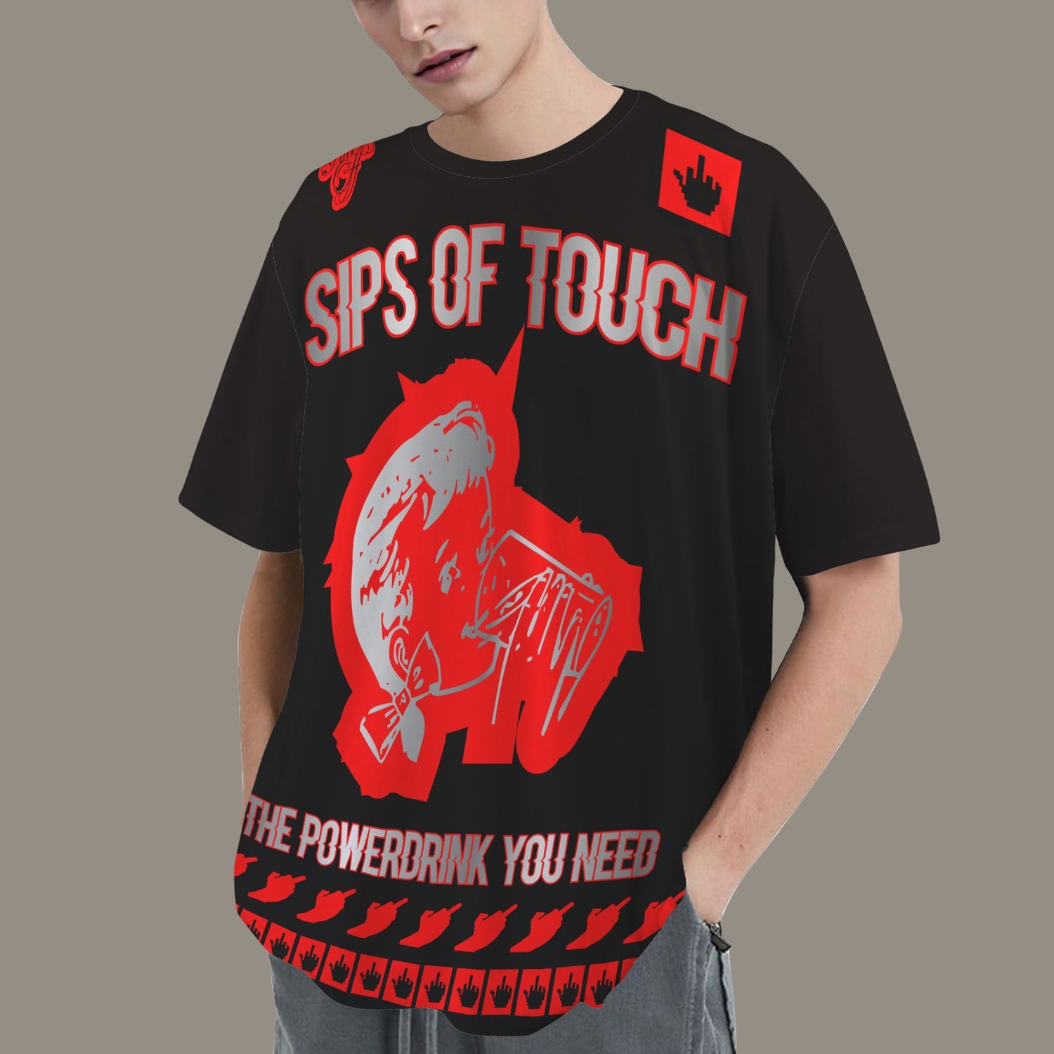 SIPS OF TOUCH - FUCK OFF DISTRESSED T-SHIRT BLACK