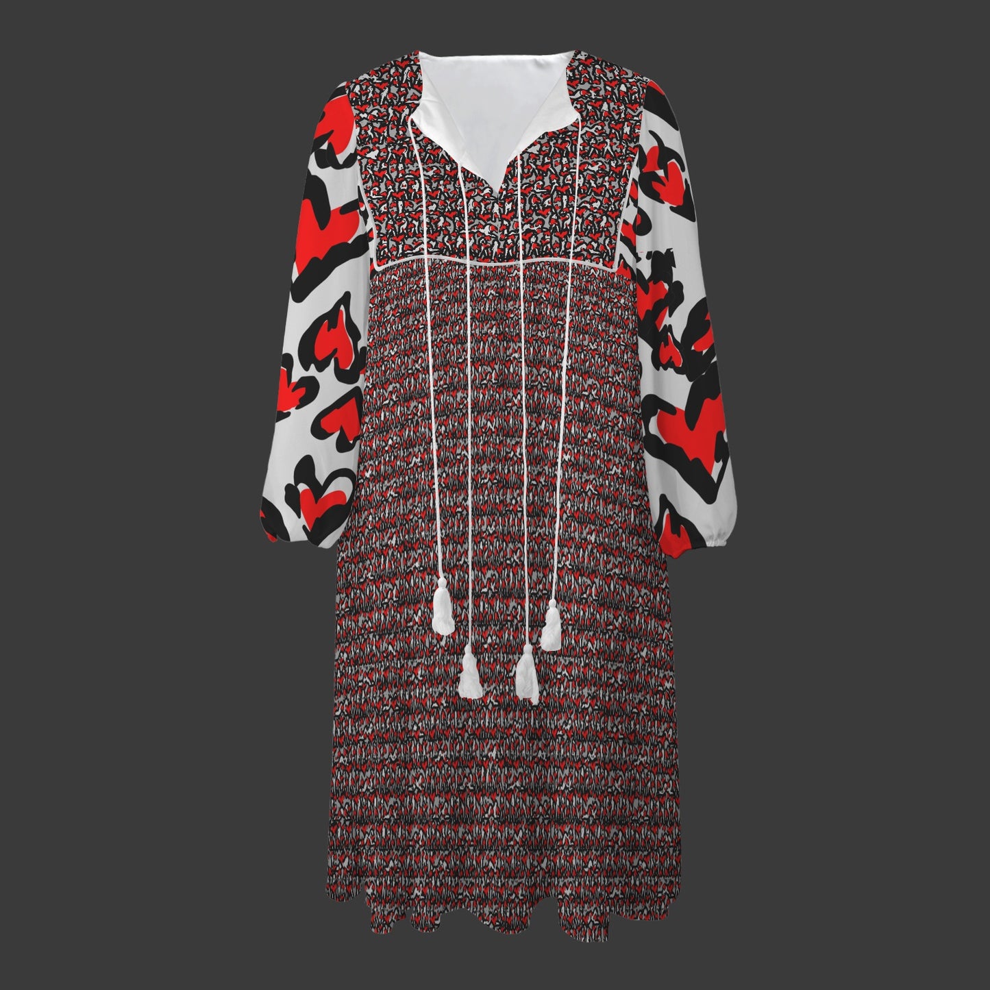 Mosquitoes Hearts Long Dress Grey Light Grey