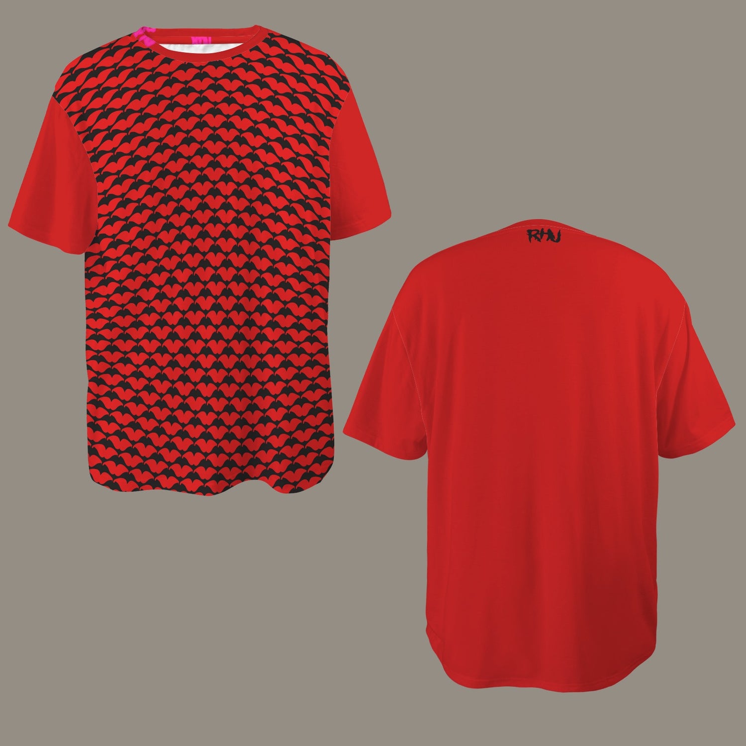 SE SON ROSE T-SHIRT -RED MOUTHS SOLID RED BACK