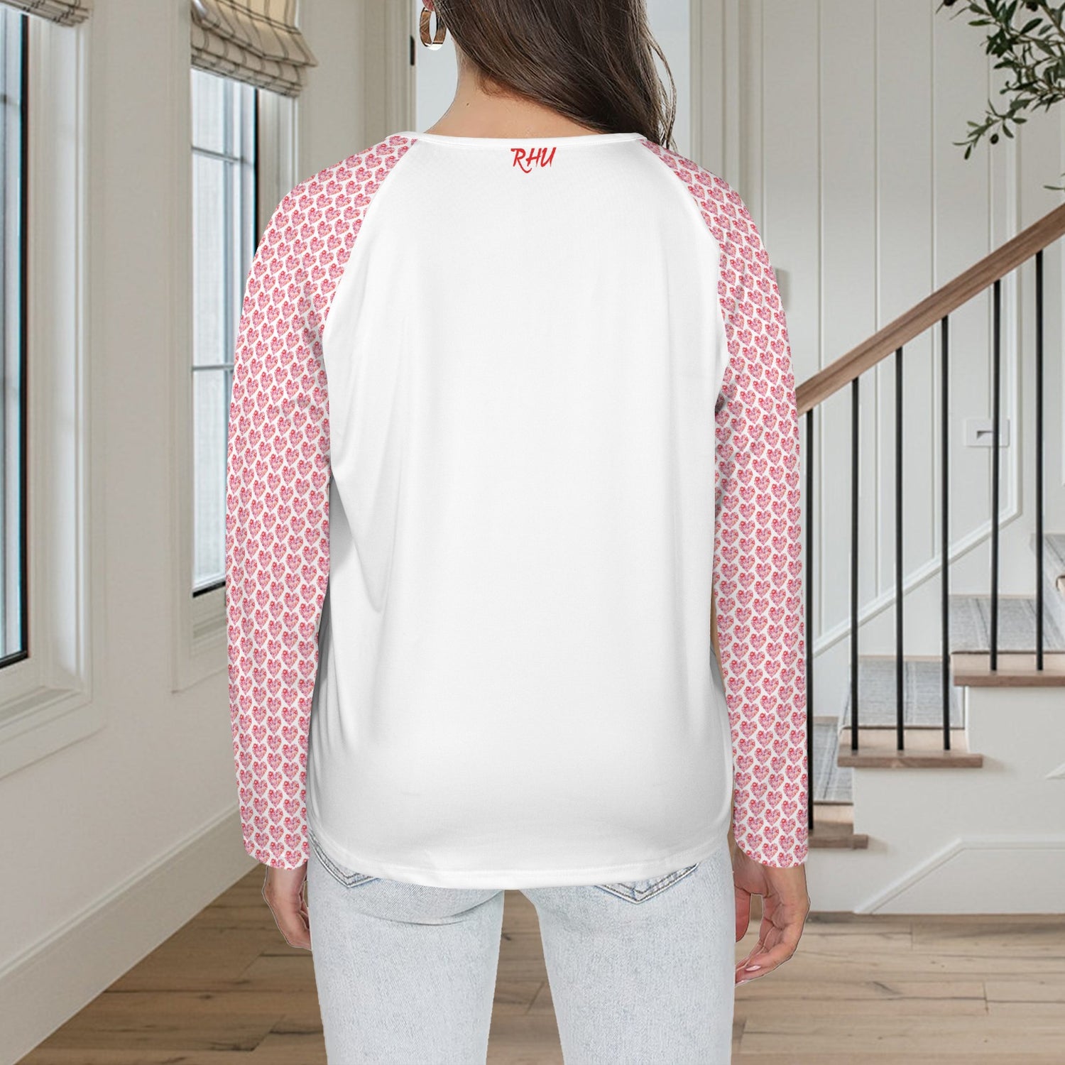 LINFA Little Hearts Long Sleeve Shirt Button Black
