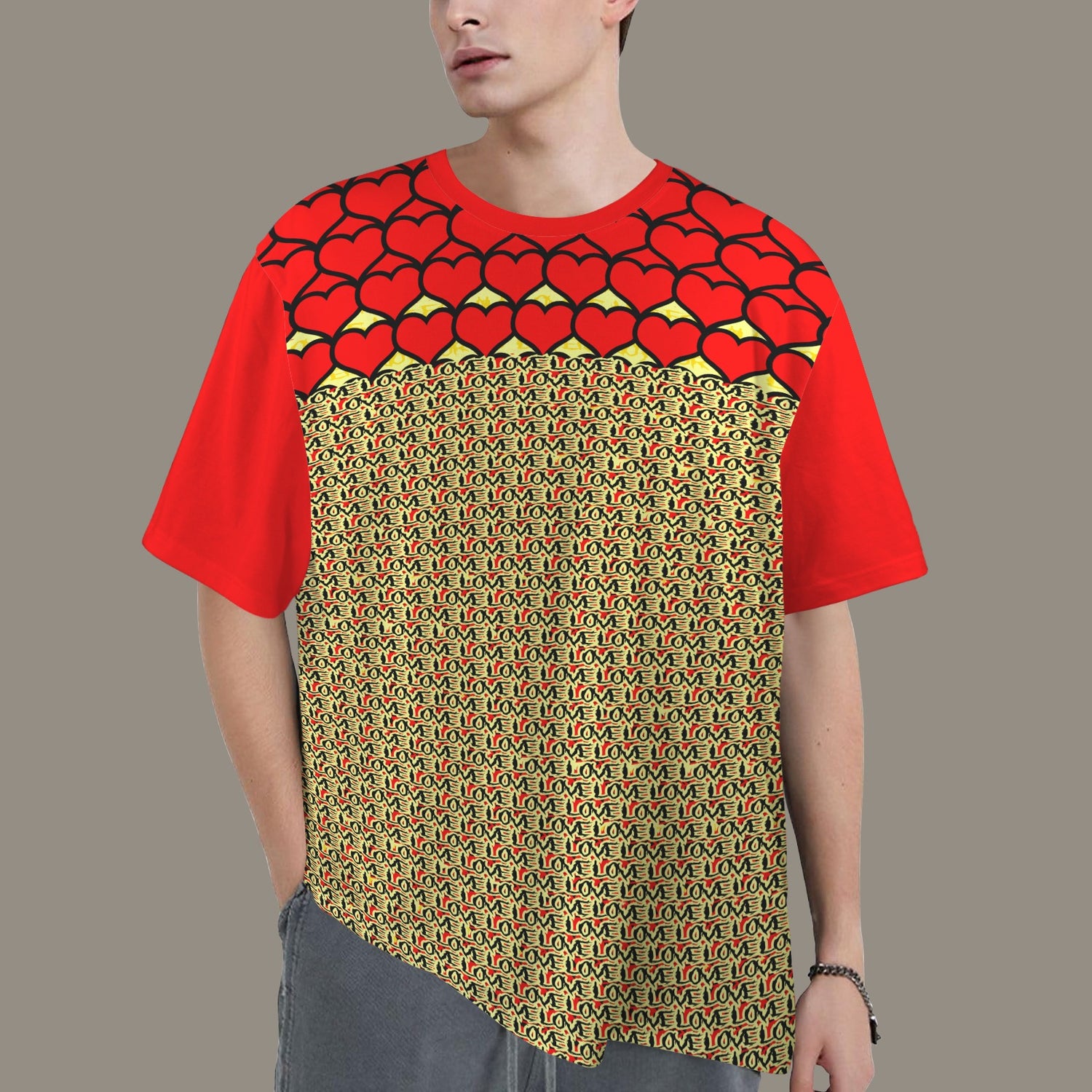 LOVE HEARTS RED YELLOW T-SHIRT