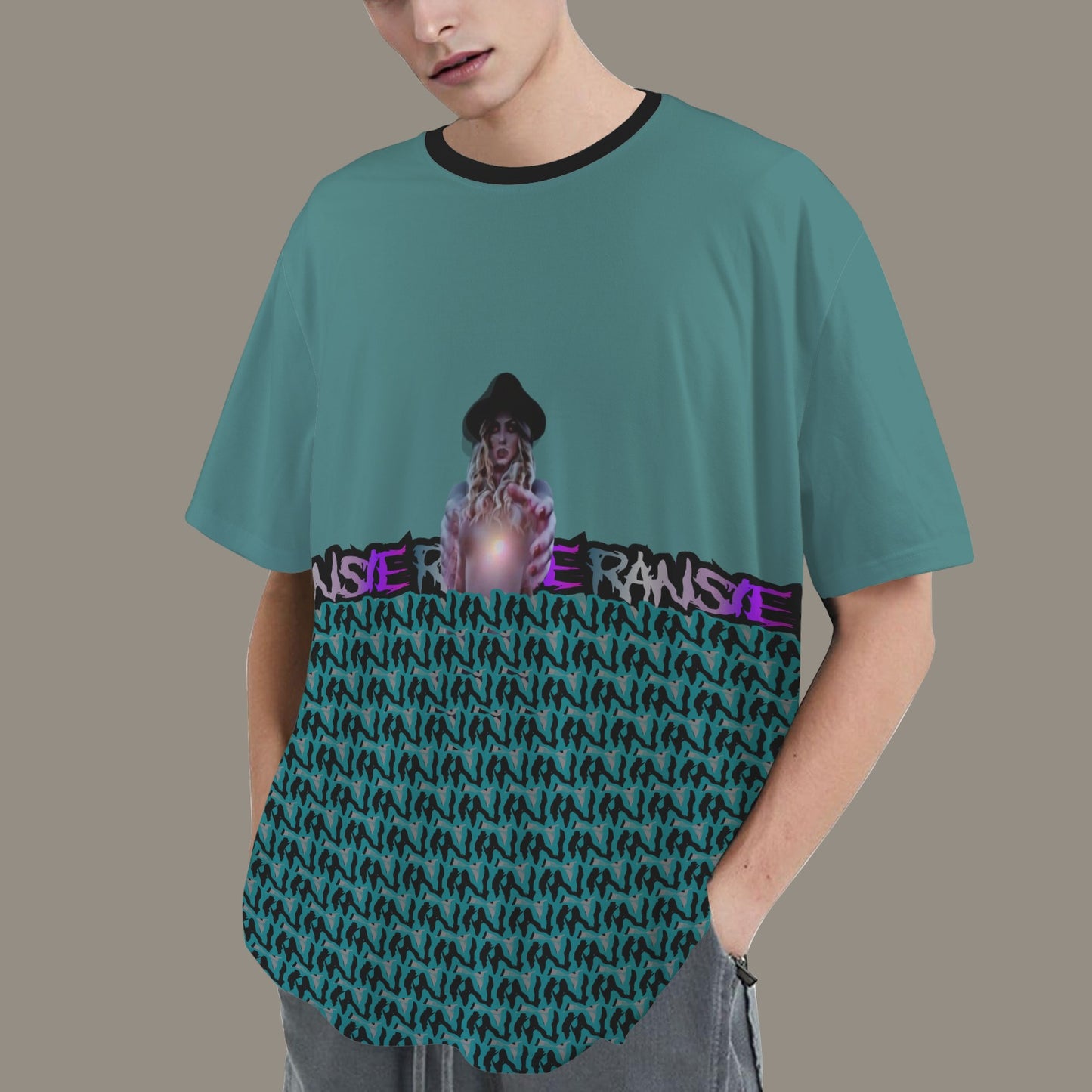 RANSIE IN NEVERLAND FIGURE GHOSTS WALL BLUE T-SHIRT