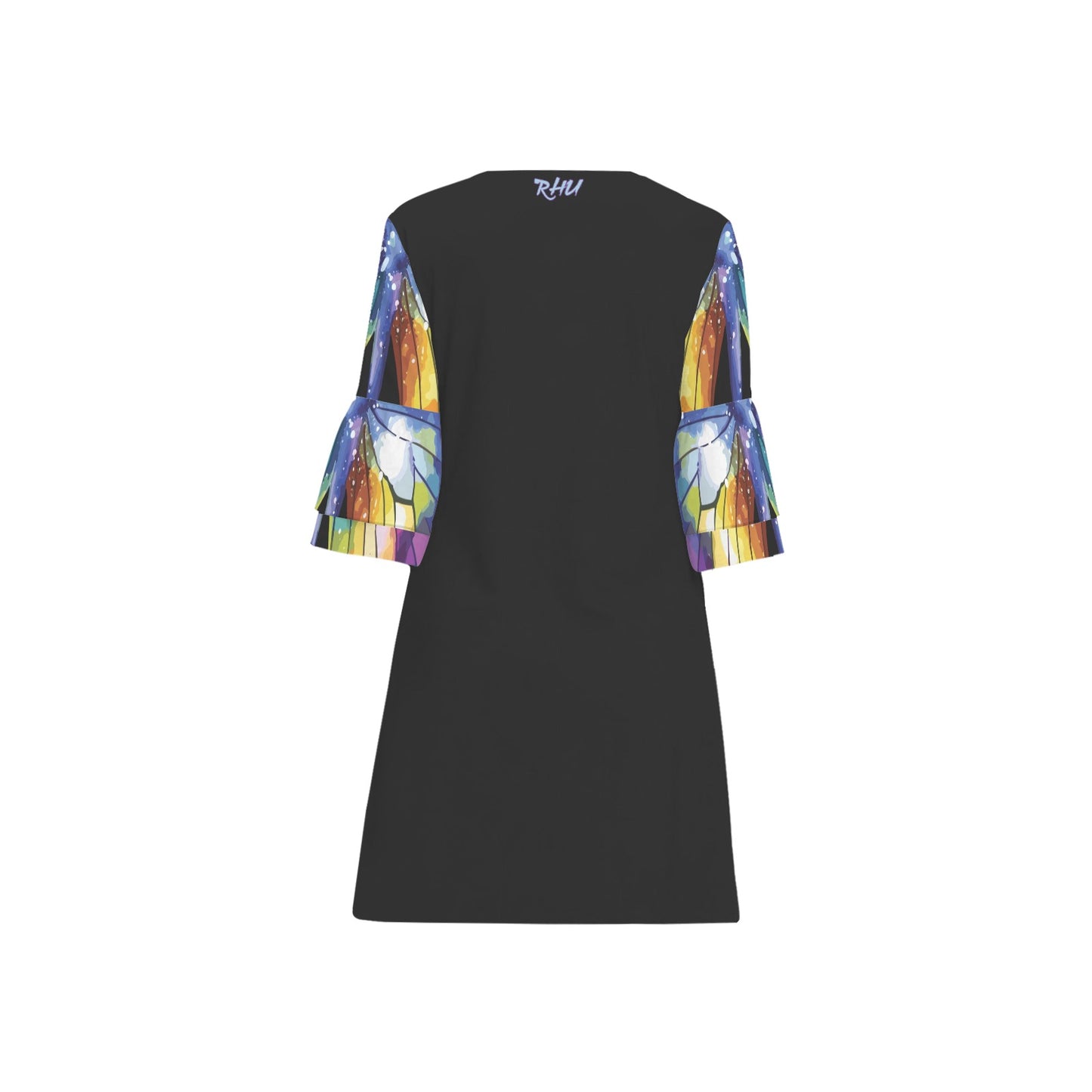 Big Butterfly Black 3/4 Sleeve Dress