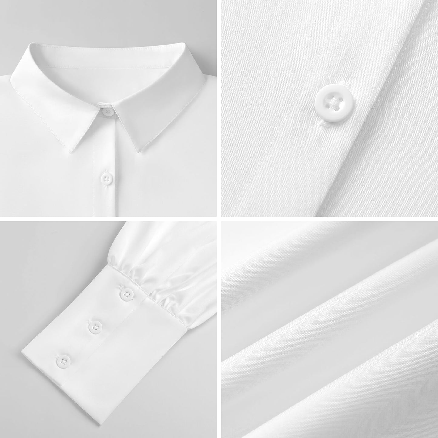 Custom Women Lapel Puff Sleeve Button Casual Blouse Shirt