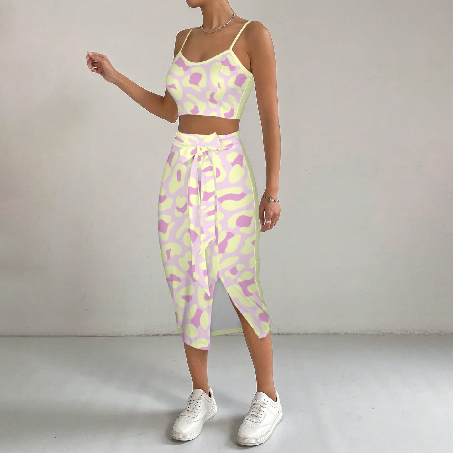 Cami Skirt Leopard Pink Yellow
