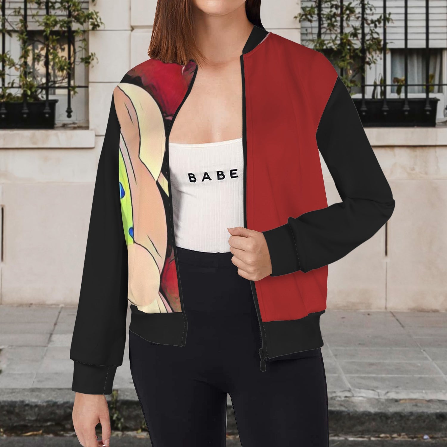 Humans Scare Me Lightweight Jacket Black Red  Half Design