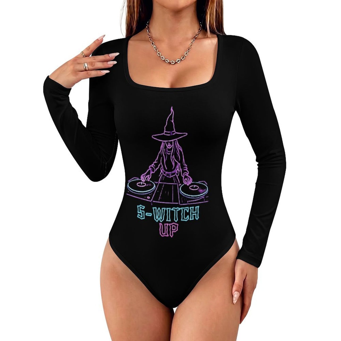 Custom Women's Square Neck Long Sleeved Jumpsuit