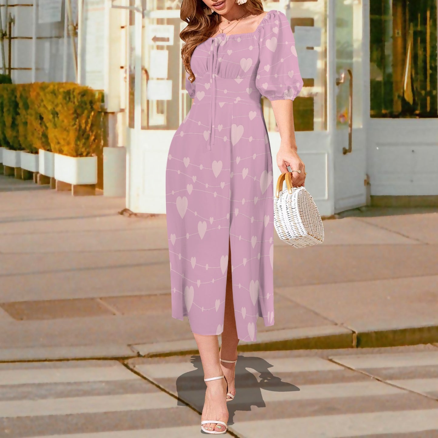 Connected hearts Long Dress Neutral Pink