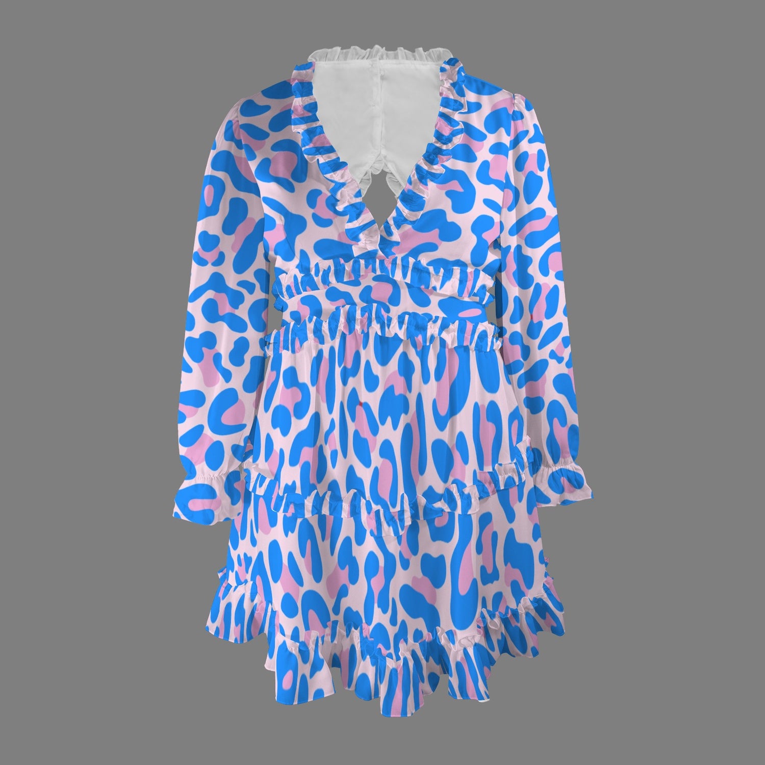 Light Blue Pink Leopard Dress