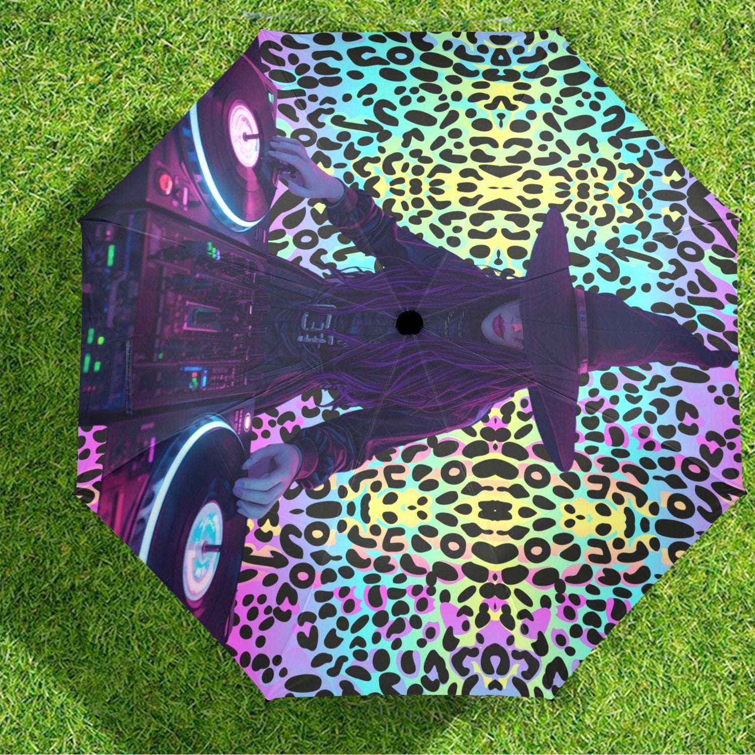 S-WITCH UP  Semi Automatic Folding Umbrella Multi Leopard