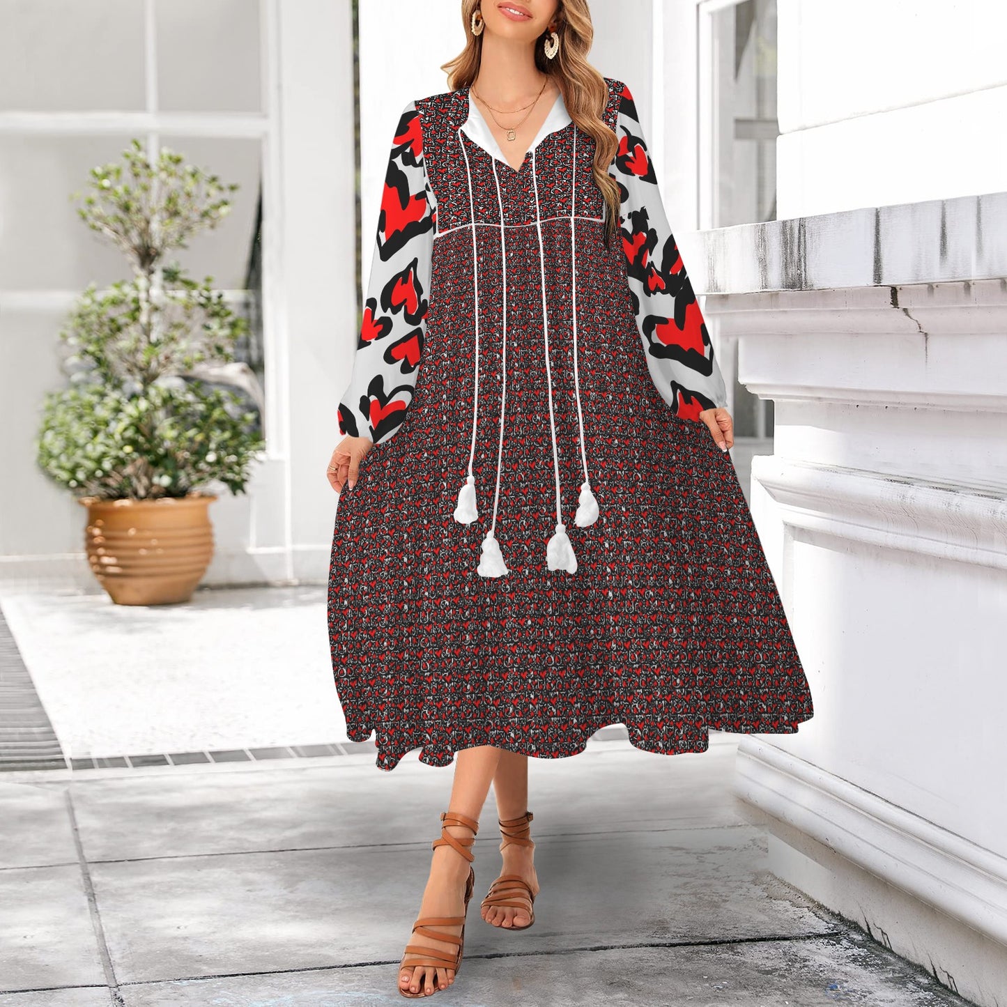 Love Kitties Long Dress Grey Light Grey