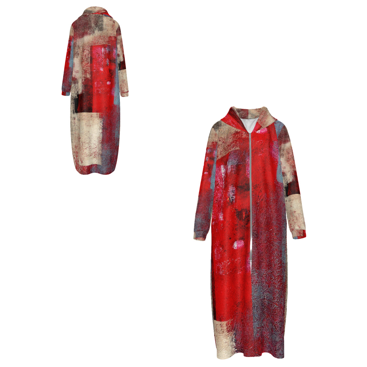 Custom Women's Velvet Zipper Maxi Dress with pockets