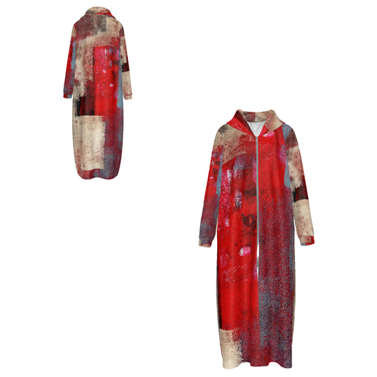 Custom Women's Velvet Zipper Maxi Dress with pockets