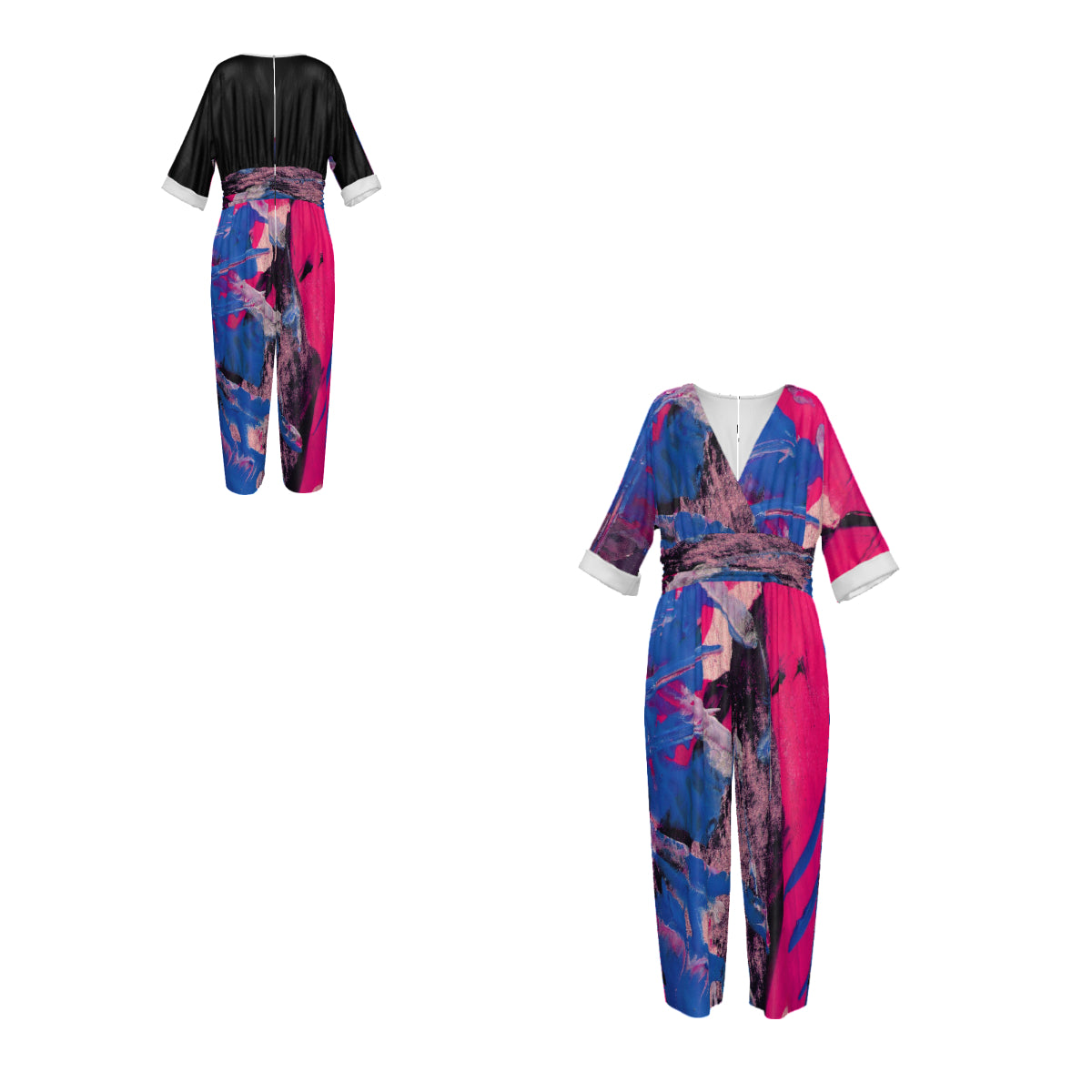 Custom Women's V-Neck Waist-Tied Jumpsuit Set