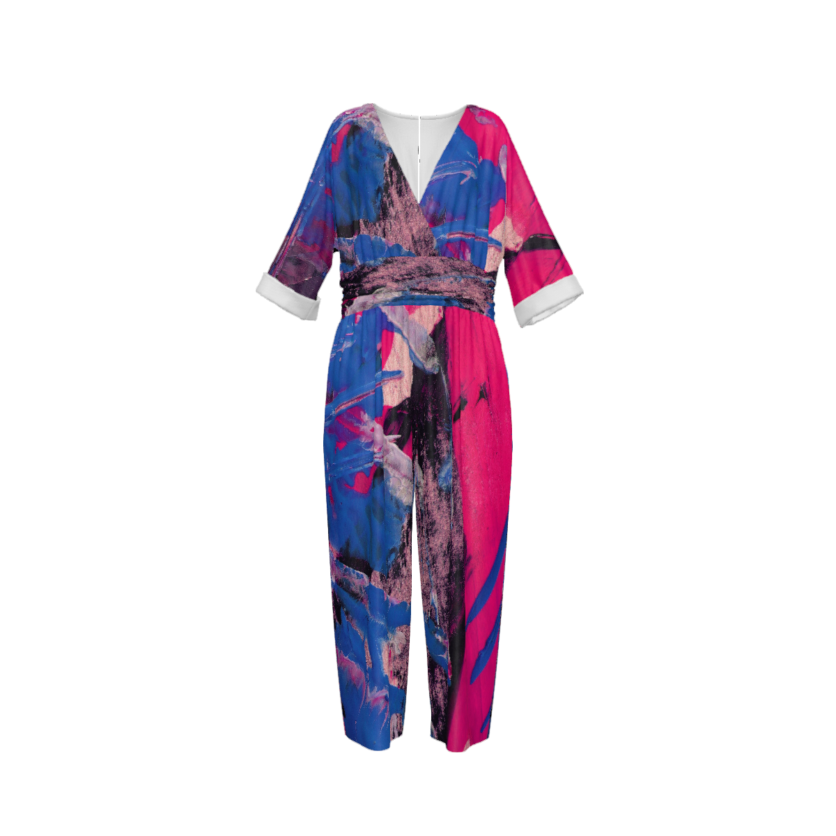 Custom Women's V-Neck Waist-Tied Jumpsuit Set
