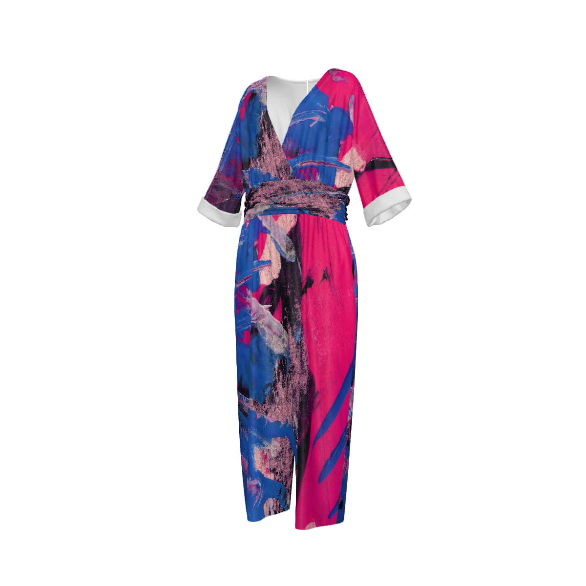 Custom Women's V-Neck Waist-Tied Jumpsuit Set