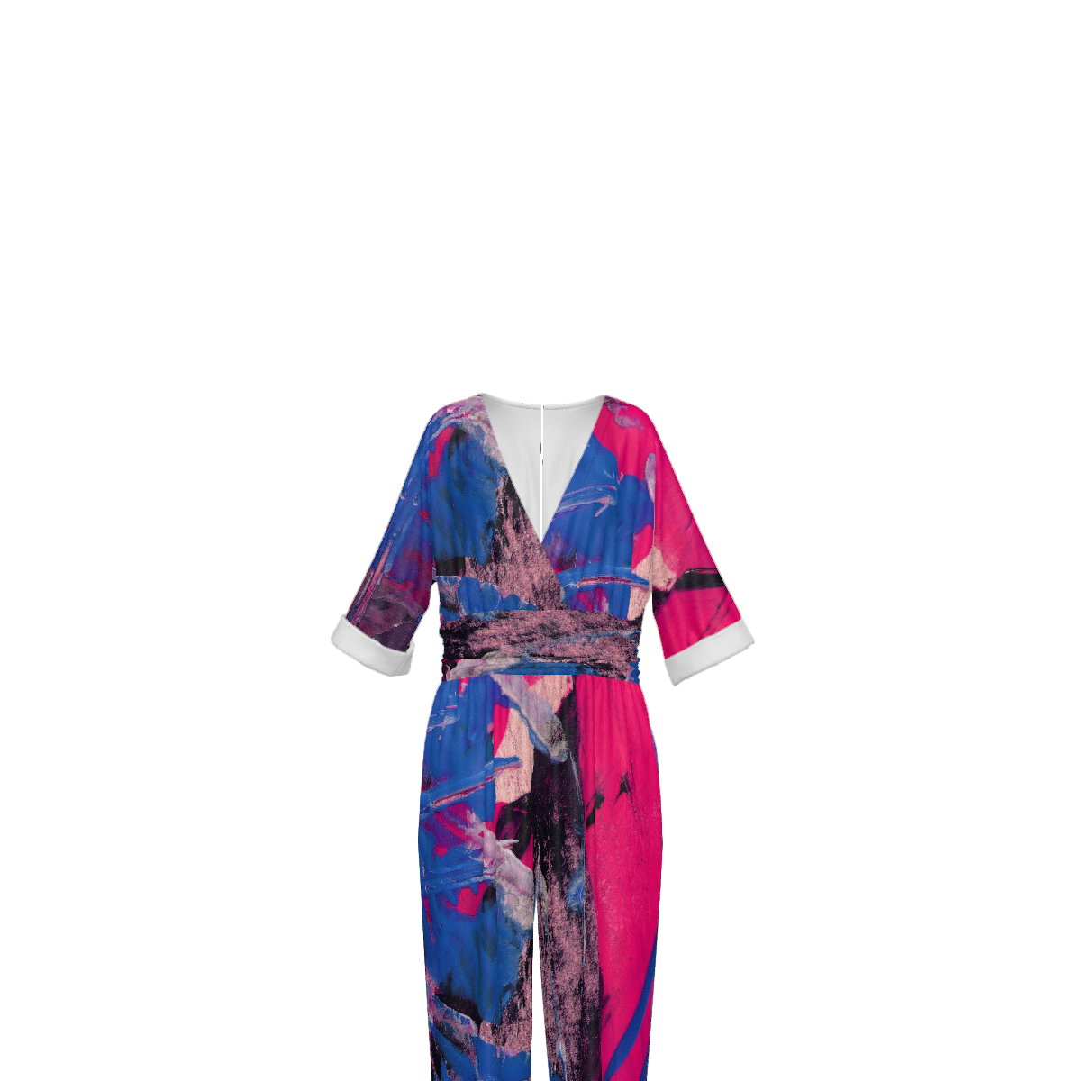 Custom Women's V-Neck Waist-Tied Jumpsuit Set