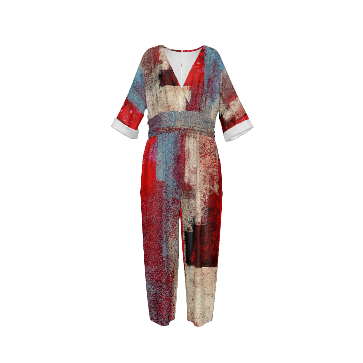 Custom Women's V-Neck Waist-Tied Jumpsuit Set