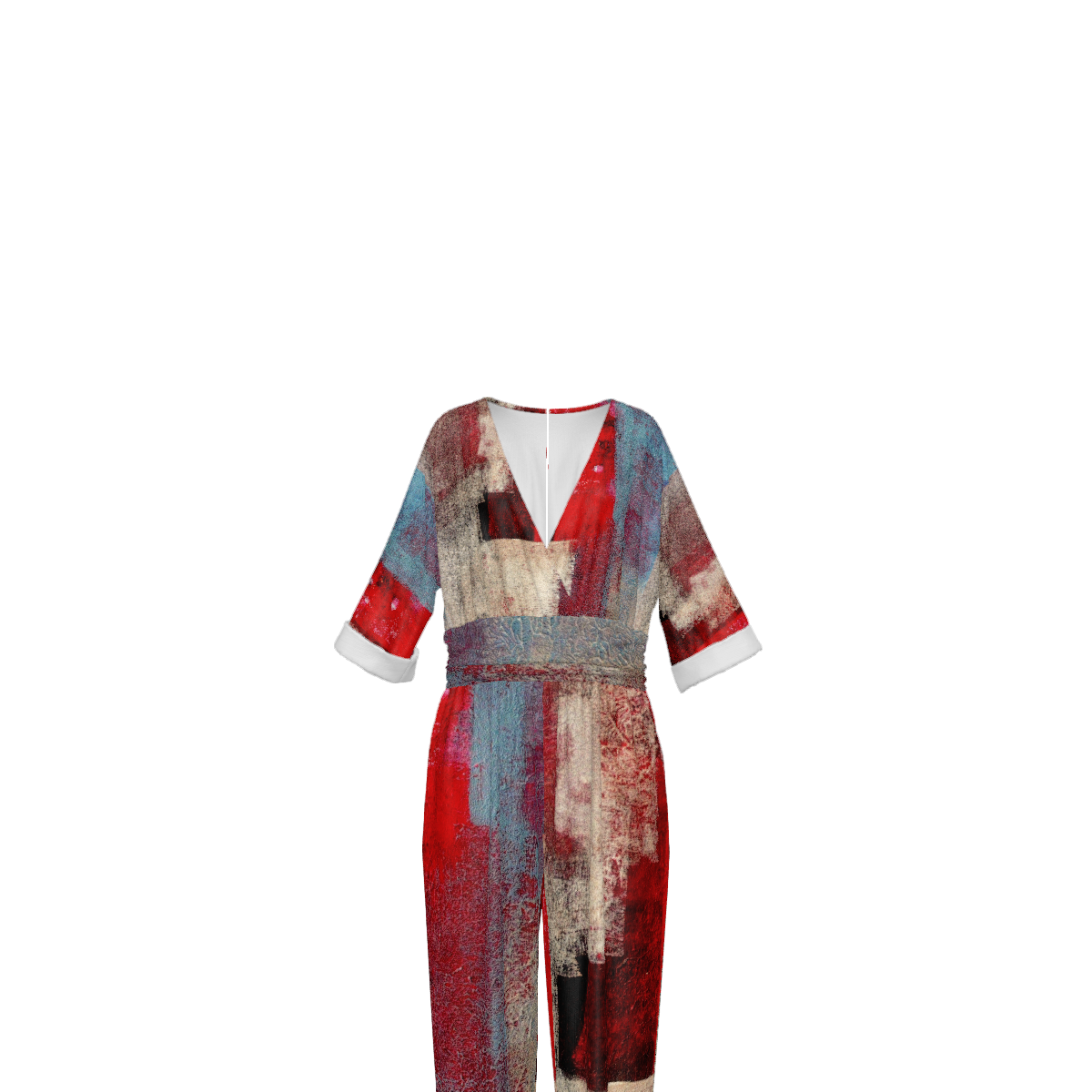 Custom Women's V-Neck Waist-Tied Jumpsuit Set