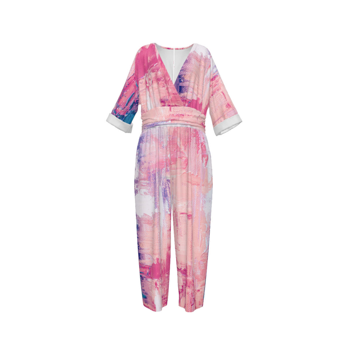 Custom Women's V-Neck Waist-Tied Jumpsuit Set