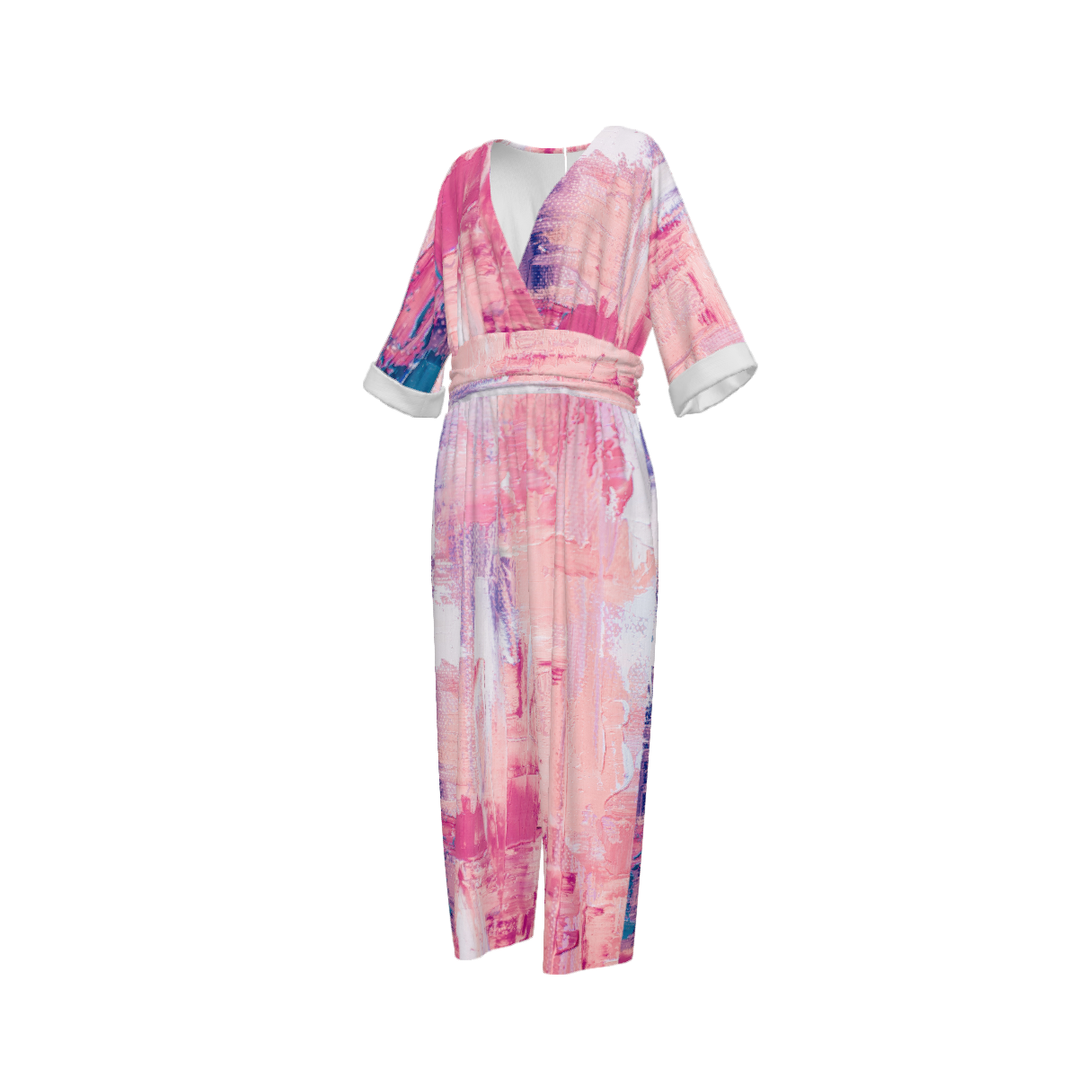 Custom Women's V-Neck Waist-Tied Jumpsuit Set