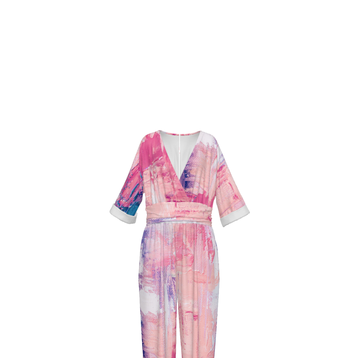 Custom Women's V-Neck Waist-Tied Jumpsuit Set