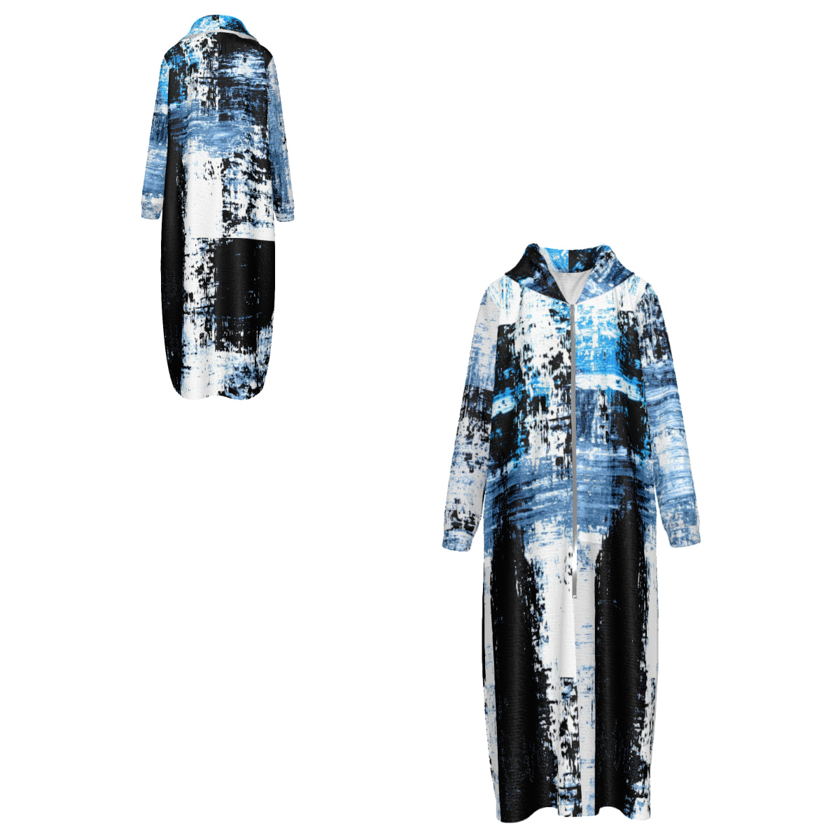 Custom Women's Velvet Zipper Maxi Dress with pockets