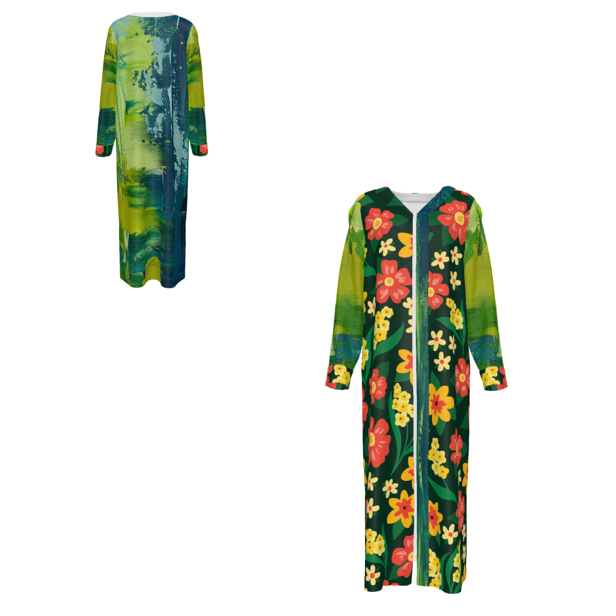 Custom Women's Long Sleeve Zipper Maxi Dresse