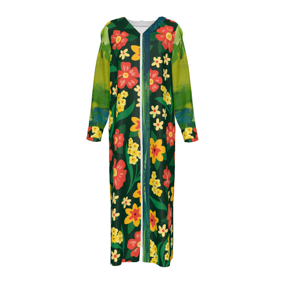 Custom Women's Long Sleeve Zipper Maxi Dresse