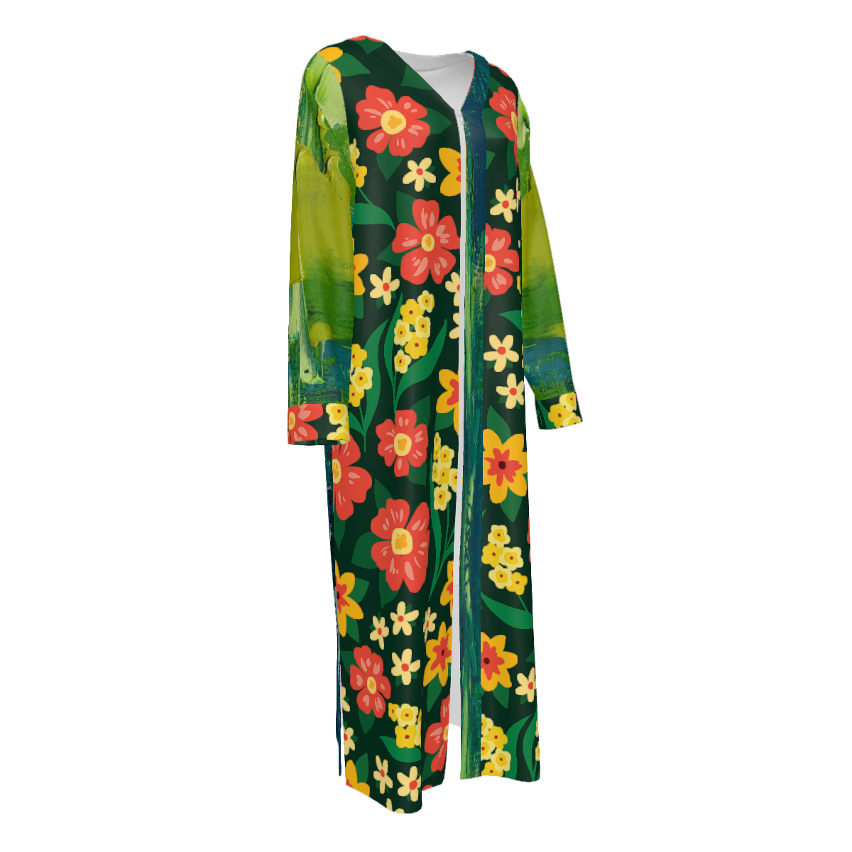 Custom Women's Long Sleeve Zipper Maxi Dresse