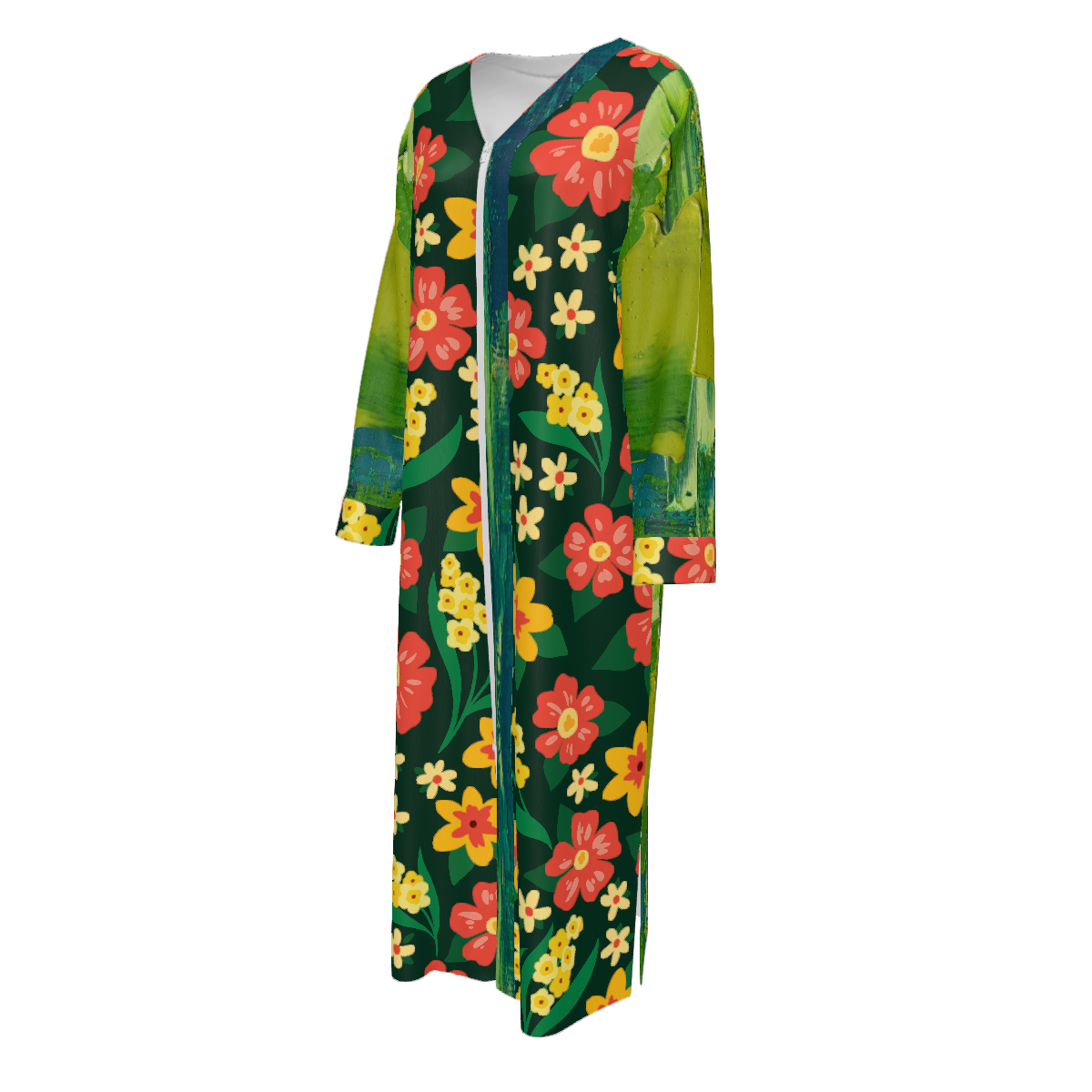 Custom Women's Long Sleeve Zipper Maxi Dresse