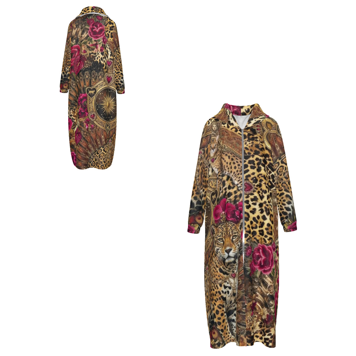 Custom Women's Velvet Zipper Maxi Dress with pockets
