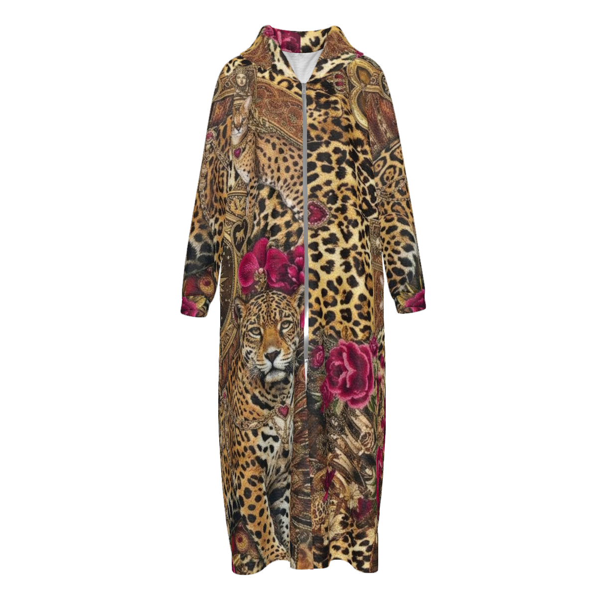 Custom Women's Velvet Zipper Maxi Dress with pockets