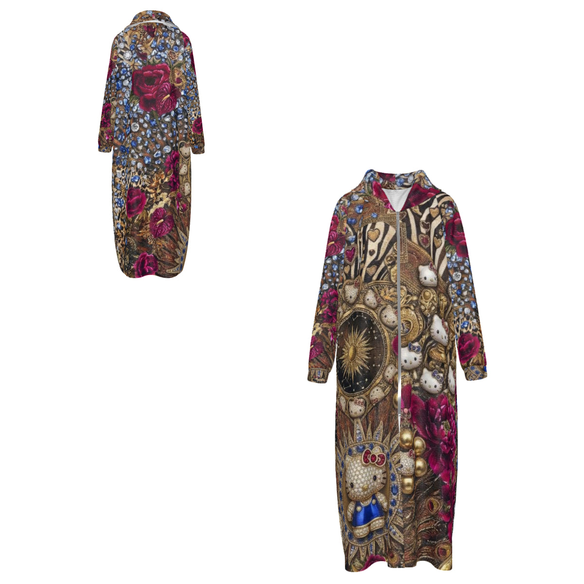 Custom Women's Velvet Zipper Maxi Dress with pockets
